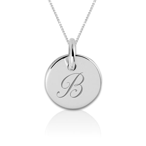 Ronde Graveerhanger Glans 12,5 mm - 925/1000 Zilver - Lettergravure