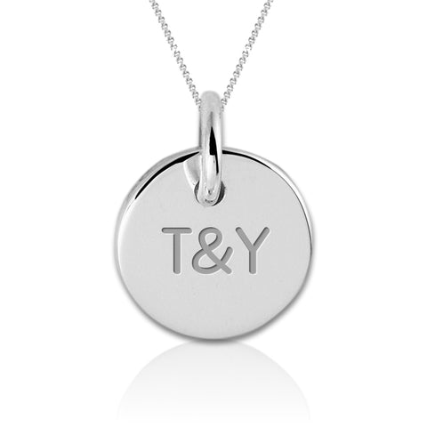 Ronde Graveerhanger Glans 16 mm - 925/1000 Zilver - Lettergravure