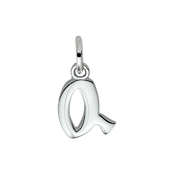 925 Zilveren letter hanger - Letter Q - 9 x 12.5 mm