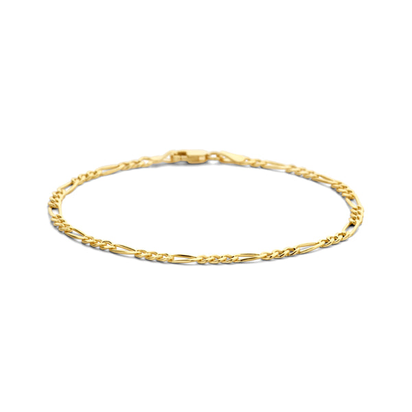Armband van 14 Karaat Geelgoud, Figaro Schakel 2.7mm - Lengte 18cm