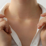 14 Karaat Roségouden basis collier in div. lengtematen, Ankerschakel gediamanteerd  1,1 mm