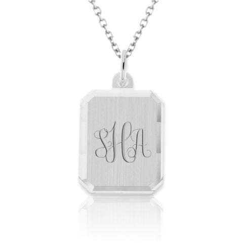 Achthoekige Graveerhanger 18 x 14 mm - 925/1000 Zilver - Monogram gravure