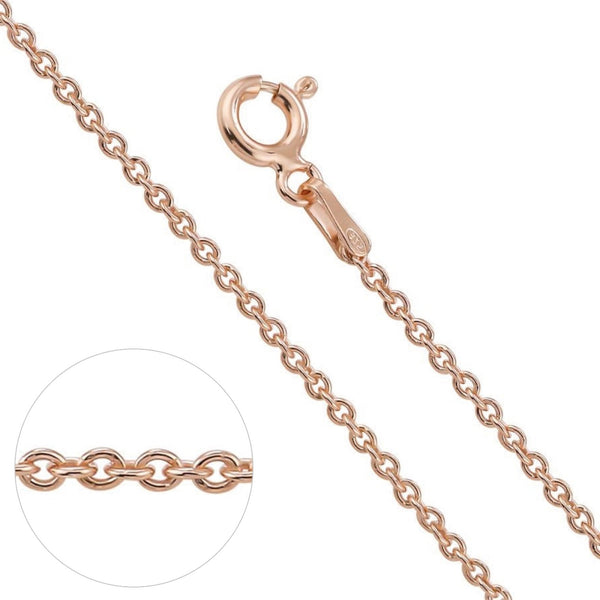 14 Karaat Roségouden basis collier in div. lengtematen, Ankerschakel gediamanteerd  1,1 mm