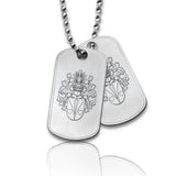 Dubbele Dog tag inclusief ketting - Stainless Steel - Familiewapen gravure