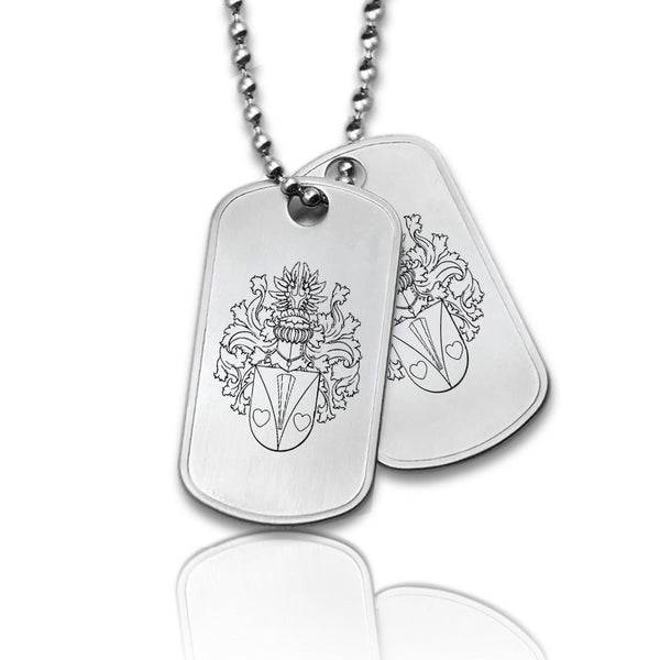 Dubbele Dog tag inclusief ketting - Stainless Steel - Familiewapen gravure