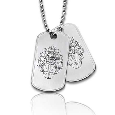 Dubbele Dog tag inclusief ketting - Stainless Steel - Familiewapen gravure
