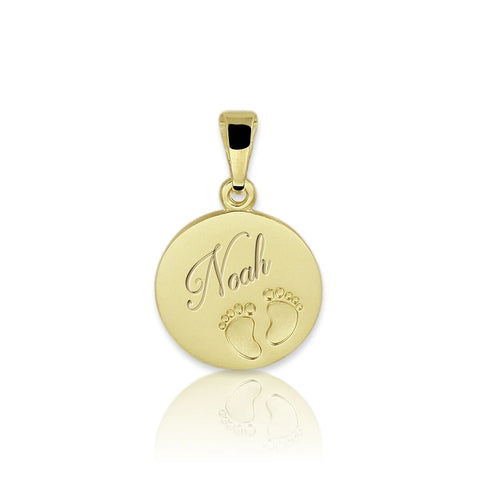 Graveerhanger baby voetjes - 14K Geelgoud - Naamgravure