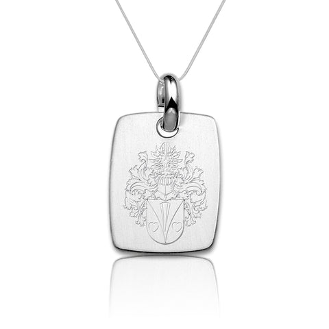 Rechthoekige Graveerhanger Mat 25,5 x 19,5 mm - 925/1000 Zilver - Familiewapen gravure