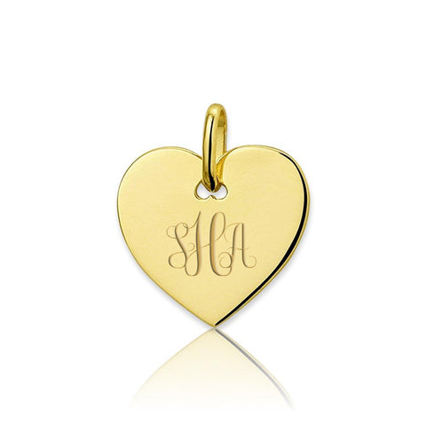 Graveerhanger Hart - 14K Geelgoud - Monogram gravure