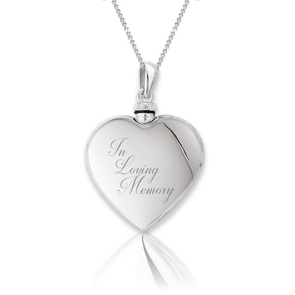 Assieraad - Urn hanger Hart glans - 925/1000 Zilver - Tekst & Datum gravure