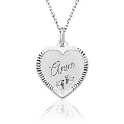 Hartvormige Graveerhanger met Hartjes 18 x 17 mm - 925/1000 Zilver - Lettergravure