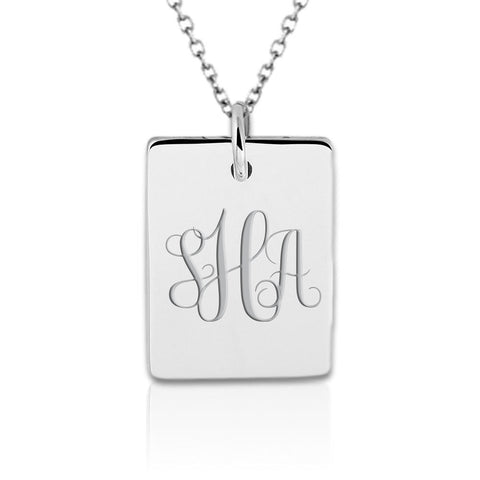 Rechthoekige Graveerhanger Glans 18 x 14 mm - 925/1000 Zilver - Monogram gravure