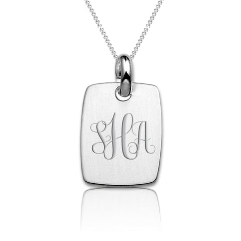 Rechthoekige Graveerhanger Mat 25,5 x 19,5 mm - 925/1000 Zilver - Monogram gravure