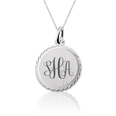 Graveerhanger Rond 16 mm - 925/1000 Zilver - Monogram gravure