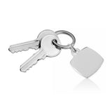 Sleutelhanger Vierkant met sleutelring 25 x 25 mm - 925/1000 Zilver - Monogram gravure