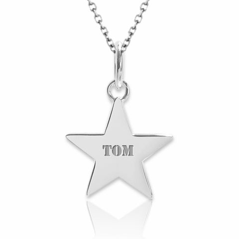 Stervormige Graveerhanger 25 mm - 925/1000 Zilver - Naamgravure