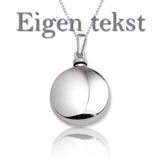 Assieraad - Urn hanger rond glans - 925/1000 Zilver - Tekst & Datum gravure