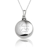 Assieraad - Urn hanger rond glans - 925/1000 Zilver - Tekst & Datum gravure