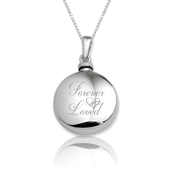 Assieraad - Urn hanger rond glans - 925/1000 Zilver - Tekst & Datum gravure