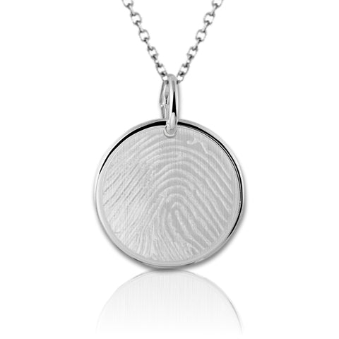 Graveerhanger Rond 18 mm - 925/1000 Zilver - Vingerafdruk gravure
