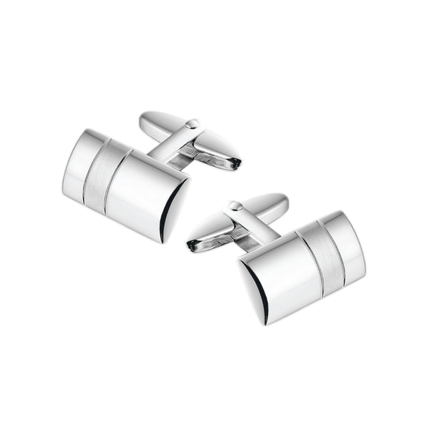 Zilveren Manchetknopen Bol met Banen - Sterling Zilver