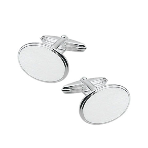 Gerhodineerd Zilveren Manchetknopen  - Ovaal met facetrand