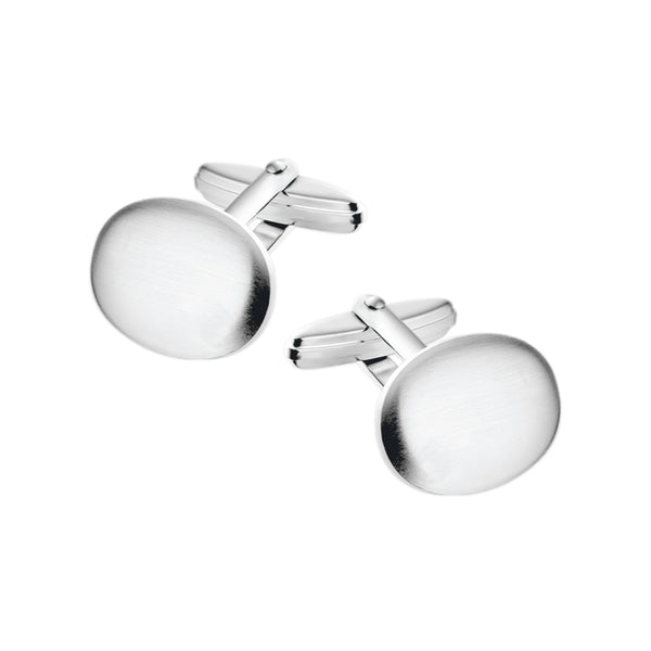 Zilveren manchetknopen ovaal gebold met letter- en datumgravure – sterling zilver