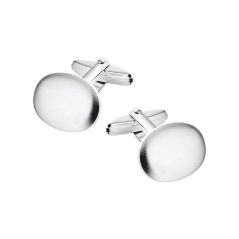 Zilveren manchetknopen ovaal gebold met letter- en datumgravure – sterling zilver