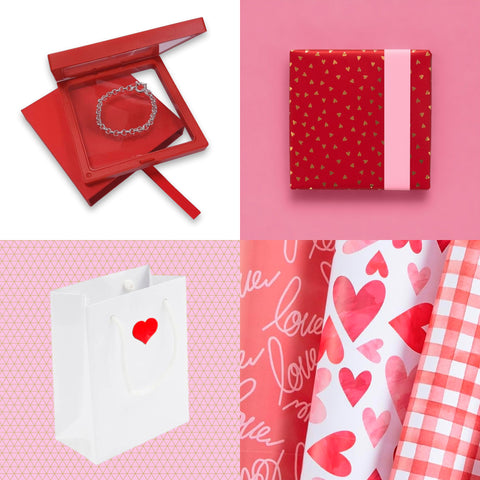 Feestelijke Cadeauverpakking - Thema Liefde - Inpakpapier, lint en geschenktasje