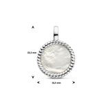 Ronde hanger van Edelstaal gevuld met Parelmoer - Formaat 16.5 x 22.5 mm