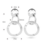 Gerhodineerd Zilveren Oorhangers met (deels) Gematteerde Cirkels - Hoogte 48mm