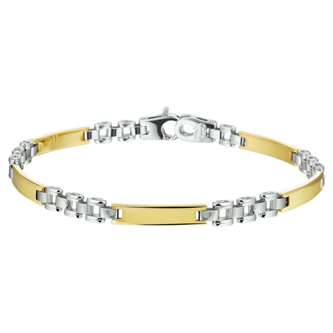 Damesarmband 4mm - 14 Karaat Goud - Bicolor Geelgoud/Witgoud - Panter Schakel - Lengte 19cm