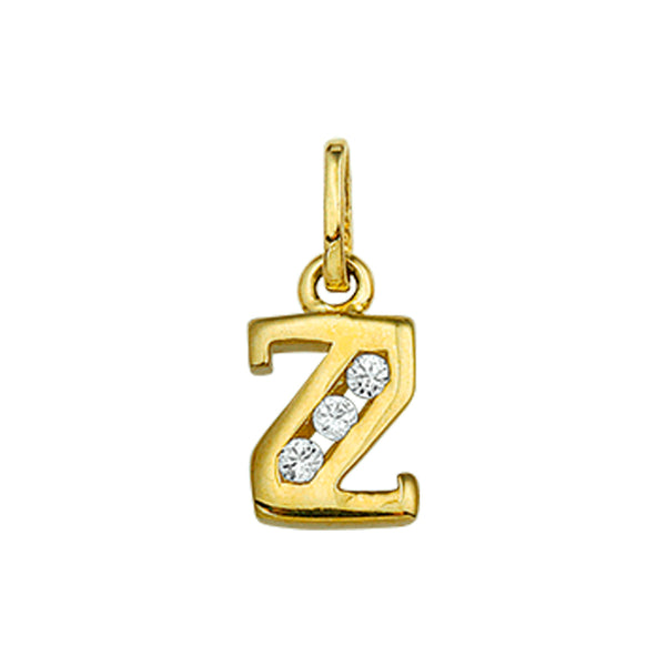 14 Karaat Geelgouden hanger met Zirkonia - Letter