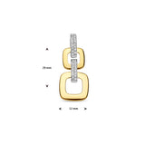 14 Karaat Bicolor - Geel- en Witgouden Hanger Twee Schakels met  Hanger Schakelmotief met Diamant 0.13ct - Formaat 12x29mm