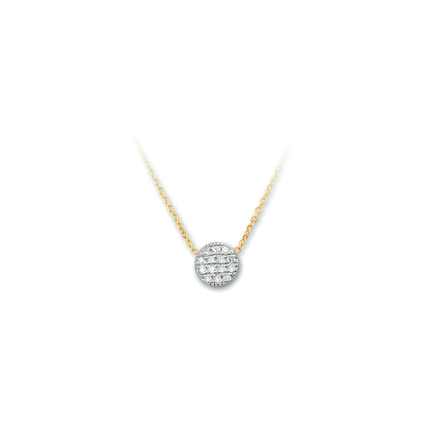 Damescollier van 14 Karaat Goud, Bicolor Geel-Witgoud, Diamant 0.07ct - Lengte 40+2cm