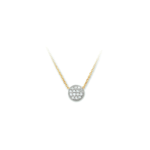 Damescollier van 14 Karaat Goud, Bicolor Geel-Witgoud, Diamant 0.07ct - Lengte 40+2cm