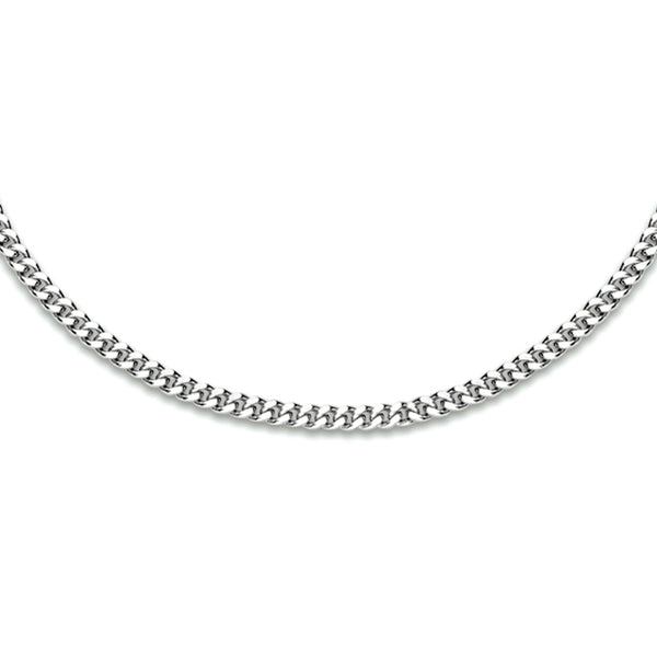 Gerhodineerd Zilveren collier, Gourmet schakel 4-zijdes geslepen 2,4mm - Lengte 60cm
