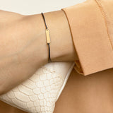Armband Katoen Rechthoek 13   19 Cm Goud Met Rubber/Nylon/Leer