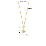 Geelgouden collier lengte 41cm+4 - Poolster hanger met  Zirkonia - 14Krt. Goud
