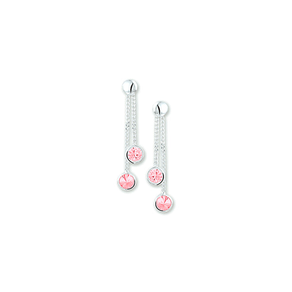 Kinderoorhangers met Roze Zirkonia van 925 Zilver - Formaat 4.5 x 28 mm