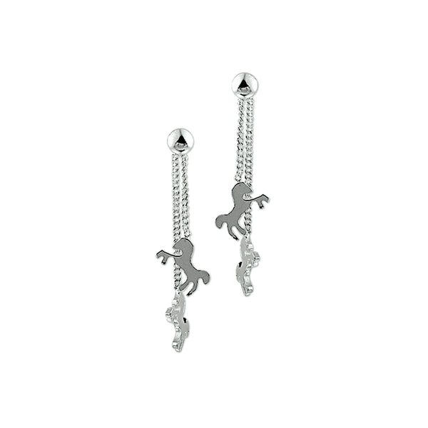 925 Zilveren kinderoorhangers Paardjes - Formaat 8 x 30 mm