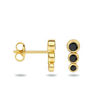 14 Karaat Geelgouden Oorknoppen met Zwart Zirkonia - Formaat 3.5x8.5mm