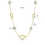 Geelgouden collier lengte 42cm+3 - Groen Aventurijn 2.80ct - 14Krt. Goud