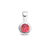 Hanger met Geboortesteen Oktober | Toermalijn met Gerhodineerd Zilver - Diameter 5.5mm