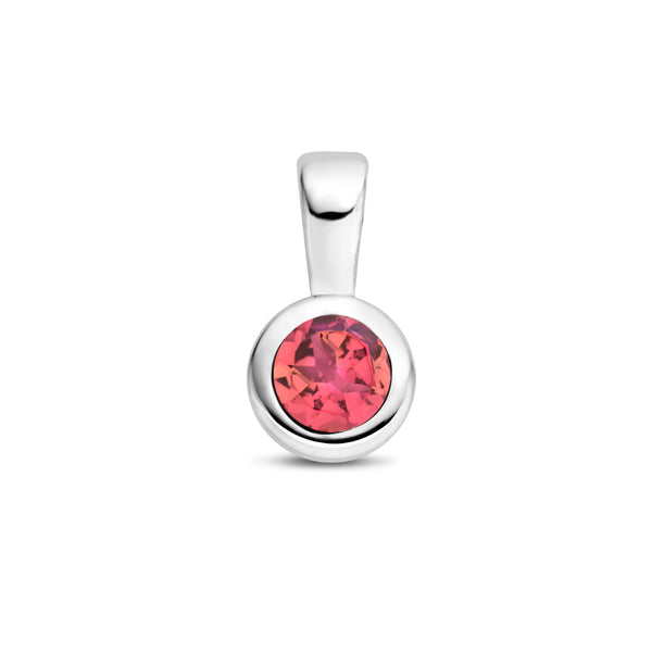 Hanger met Geboortesteen Oktober | Toermalijn met Gerhodineerd Zilver - Diameter 5.5mm