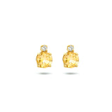 Oorknoppen van 14 Karaat Geelgoud met Citrien 0.48ct (2x 0.24ct) en Diamant (2x 0.015ct)