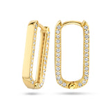 Paperclip klapoorringen met Zirkonia, 14 Karaat Geelgoud - Formaat 3 x 20 mm