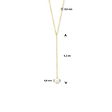Geelgouden collier lengte 41cm+4 - Zoetwater Parel 4 mm - 14Krt. Goud