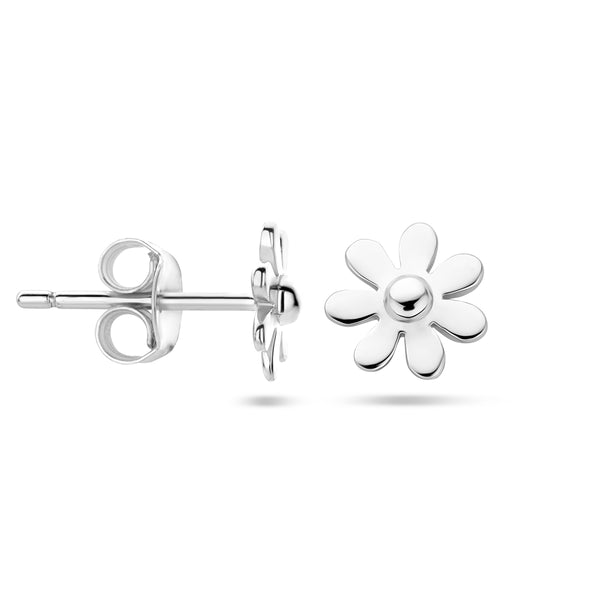 Oorknoppen van Gerhodineerd Zilver Bloemvorm - Diameter 7 mm