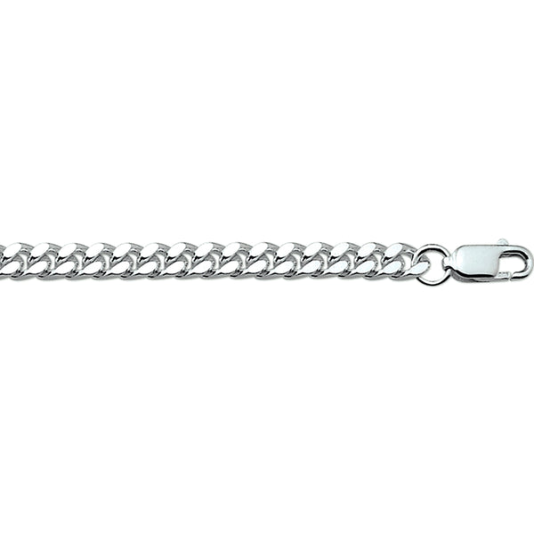 Zilveren collier lengte 45 cm - Gourmet 6 Zijdes Geslepen 4,3 mm - Zilver Wit